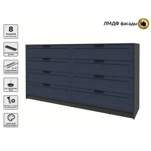 Kомод Тренд КТ-К197 (Антрацит ЛДСП/ Дуб королевский ЛМДФ) Ш1965 В1020 Г451